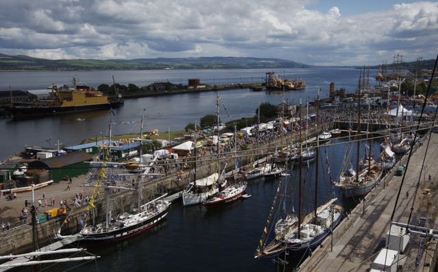 A view of tall ships in Greenock