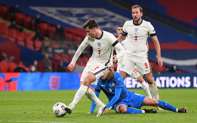 Mason Mount scores England's second goal against Iceland