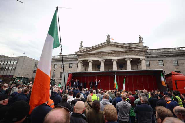 A rally in O’Connell Street in Dublin after vehicles took part in a fuel protest