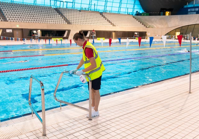 Meanwhile, cleaning was under way at the London Aquatic Centre, at the Queen Elizabeth Olympic Park