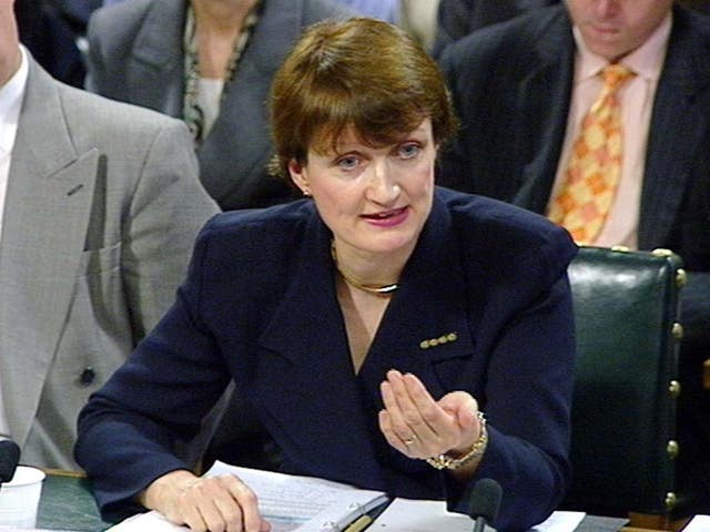 Public Health Minister Tessa Jowell presenting evidence on public health to the select committee at the House of Commons in 1997 (PA)