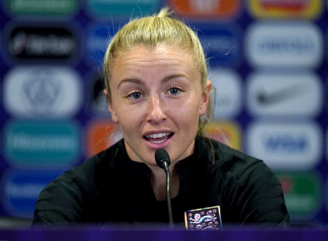 Leah Williamson during a press conference