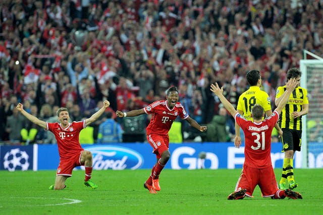 Bayern Munich celebrate beating rivals Borussia Dortmund in the 2013 Champions League final