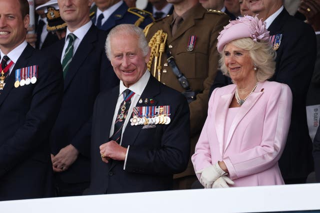 The King and Queen attending the UK’s national commemorative event for the 80th anniversary of D-Day in Portsmouth in June