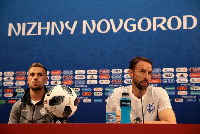 Jordan Henderson (left) and Gareth Southgate face the media ahead of England's match with Panama on Sunday (Aaron Chown/PA)