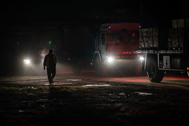 British military vehicles in convoy 