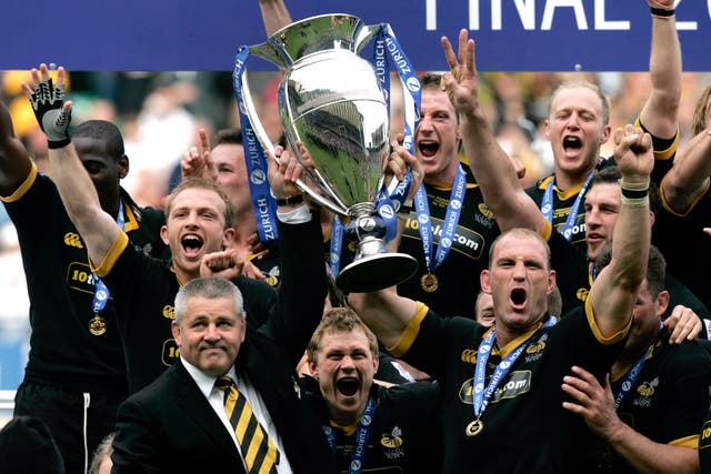 Wasps were crowned English champions for a third successive year in 2005 under Warren Gatland, front left