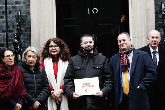 Jason Evans with other campaigners outside 10 Downing Street
