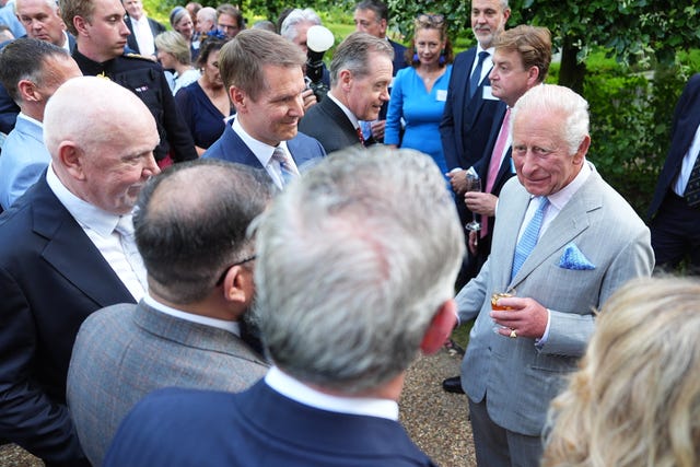 King Charles speaks to guests during a reception for recipients of the King’s Award for Enterprise 2026 at St James’s Palace on Wednesday