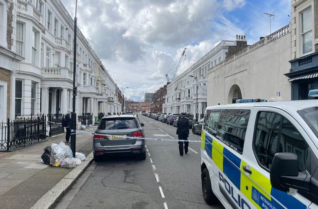 The scene in Comeragh Road, West Kensington, west London, after a man was shot dead on Easter Monday (Samuel Montgomery/PA)