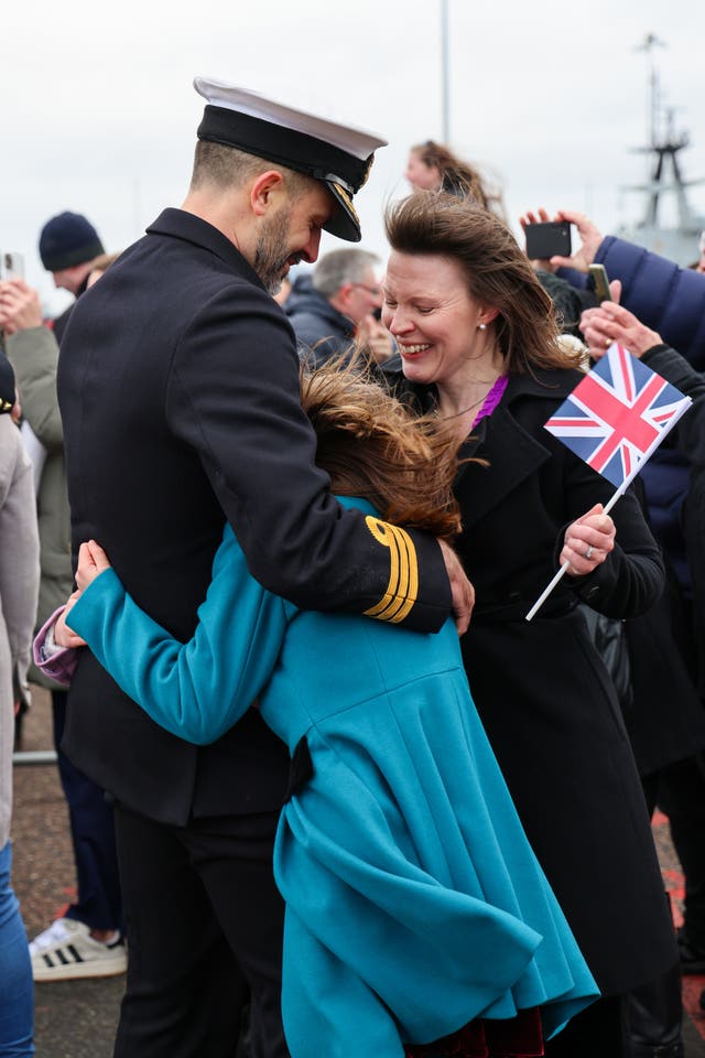 HMS Duncan’s ship's company being reunited with family