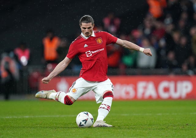 Marcel Sabitzer scores his shoot-out penalty against Brighton 