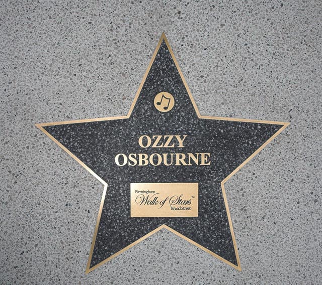 Ozzy Osbourne’s star as he is inducted into the Birmingham Walk of Stars on Broad Street in central Birmingham