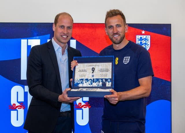 William and Harry Kane during a visit to St George’s Park