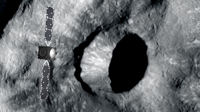 An impression of Hera scanning DART’s impact crater 