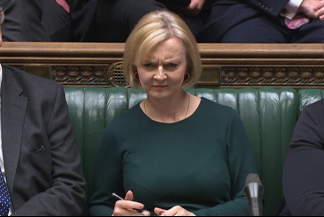 Prime Minister Liz Truss reacts during Prime Minister’s Questions in the House of Commons