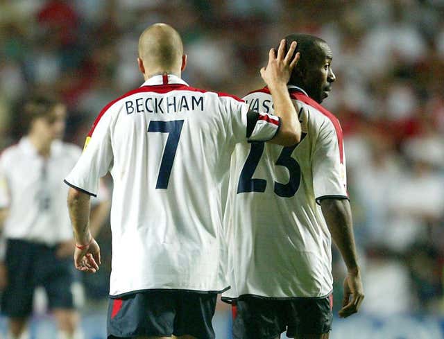 Beckham (left) and Darius Vassell (right) were the guilty parties as England lost on penalties to Portugal in 2004.