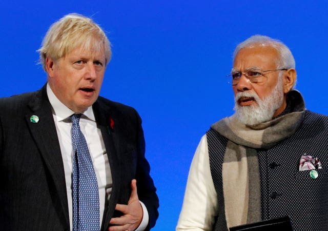 Boris Johnson and Indian prime minister Narendra Modi 