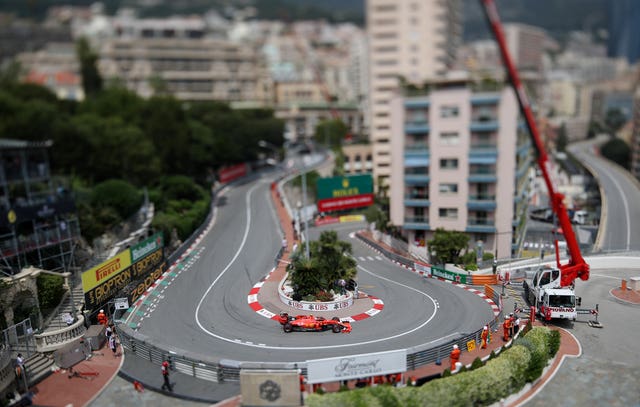 Charles Leclerc in action during final practice for the Monaco Grand Prix