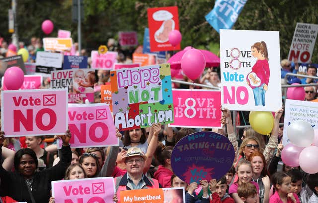 No campaigners at a rally in Merrion Square, Dublin (Niall Carson/PA)