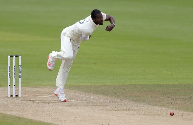 Jofra Archer bowls for England during a Test against Pakistan