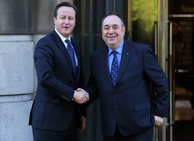 Prime Minister David Cameron and Alex Salmond signed the Mr Salmond signed the Edinburgh Agreement in 2012 (Andrew Milligan/PA)