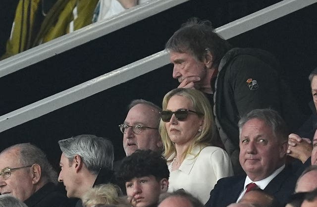 Edward Glazer, centre left, and Sir Jim Ratcliffe, top, in the Old Trafford directors' box