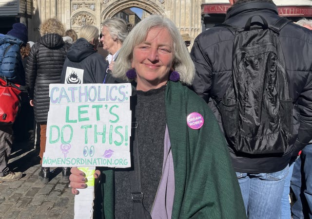 Jane Varner Malhotra, 57, from Washington DC, outside Canterbury Cathedral