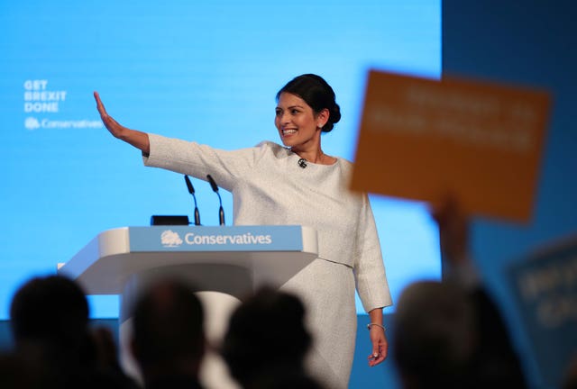 Home Secretary Priti Patel after making her keynote speech at the Conservative Party conference in Manchester 