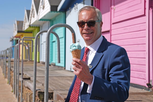 Nigel Farage holding an ice cream cone