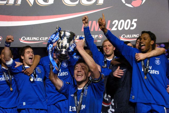 Chelsea captain John Terry lifts the trophy
