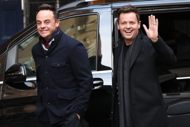 Ant McPartlin and Declan Donnelly arriving for filming for this year's Britain's Got Talent