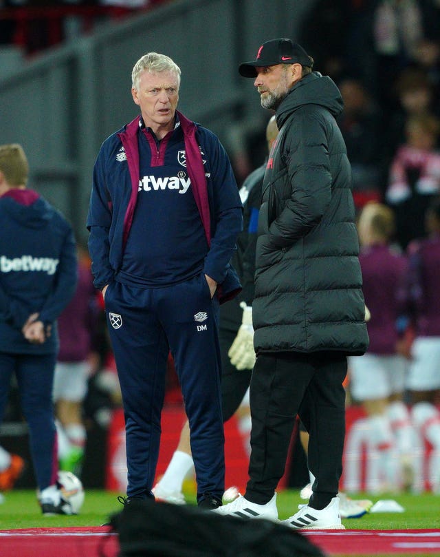 Klopp and Moyes shared little interaction after the pre-match pleasantries 