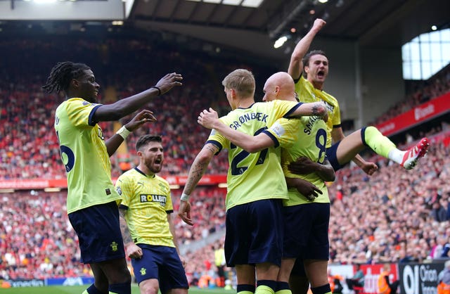 Southampton’s Will Smallbone (second right) celebrates