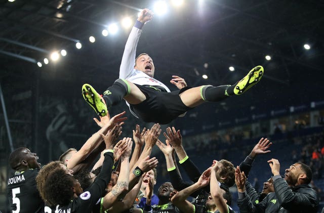 Terry was an unused substitute as Chelsea clinched the Premier League title in his final season