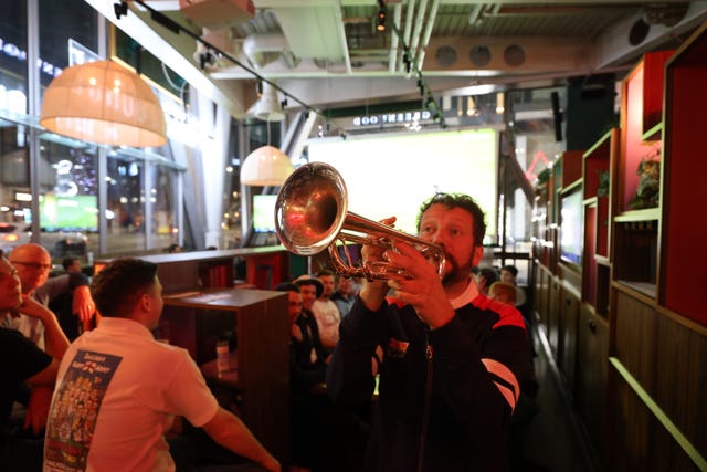 Members of the Barmy Army at Greenwood’s sports bar