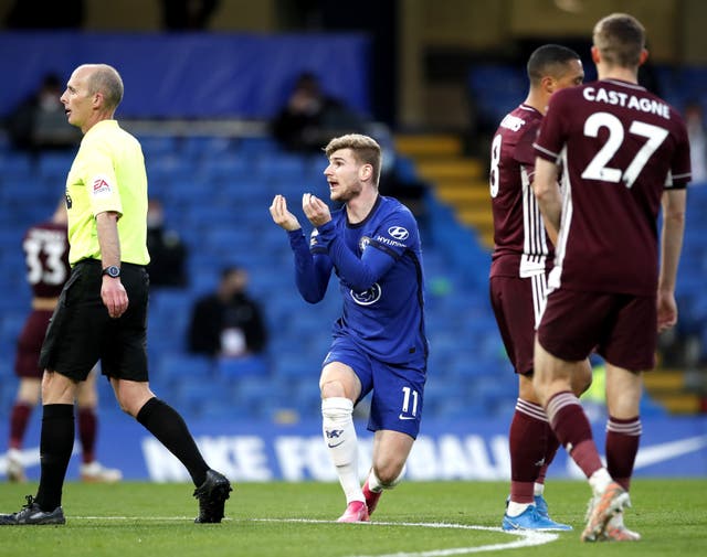 Things did not go Timo Werner's way in the first half against Leicester