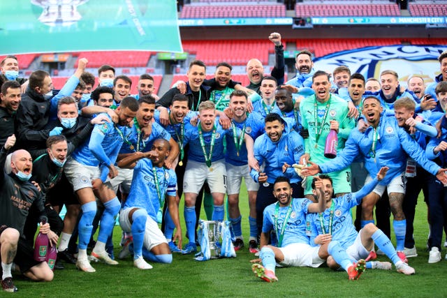 Manchester City celebrate another Carabao Cup success