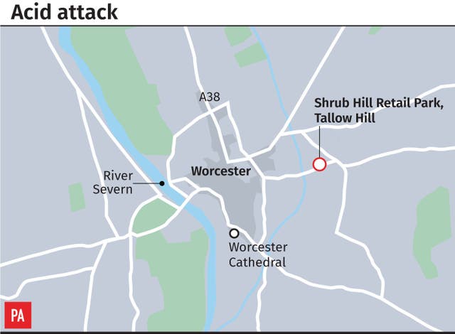 Locates acid attack in Worcester