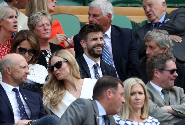 Gerard Pique, centre, pictured in the Royal Box at Wimbledon in 2018