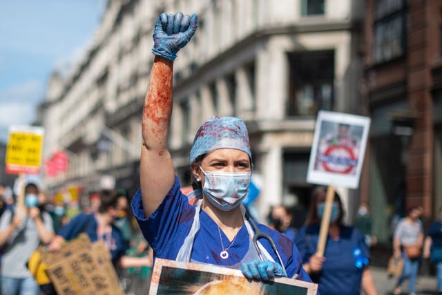 NHS worker protests