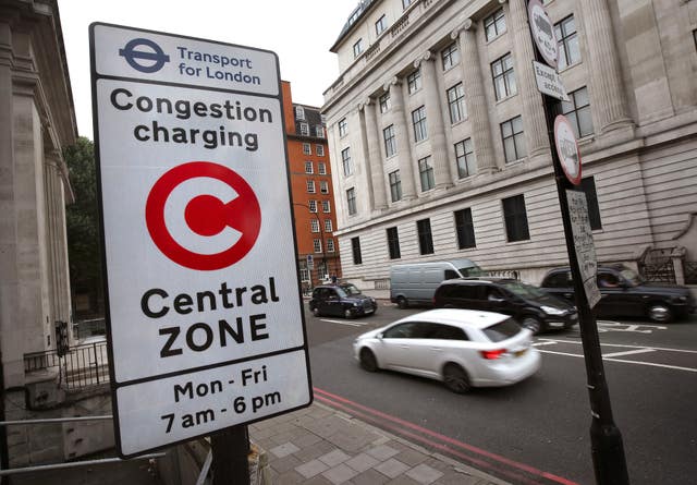 A congestion charge sign in London.