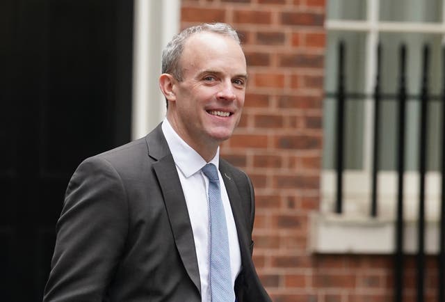 Deputy Prime Minister Dominic Raab arrives in Downing Street, London