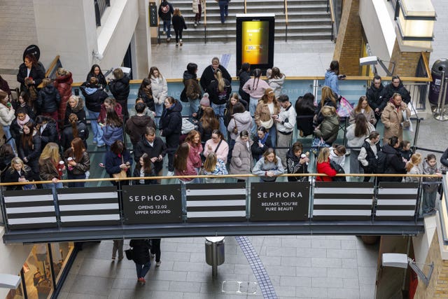People queuing for the opening of the new Sephora store 