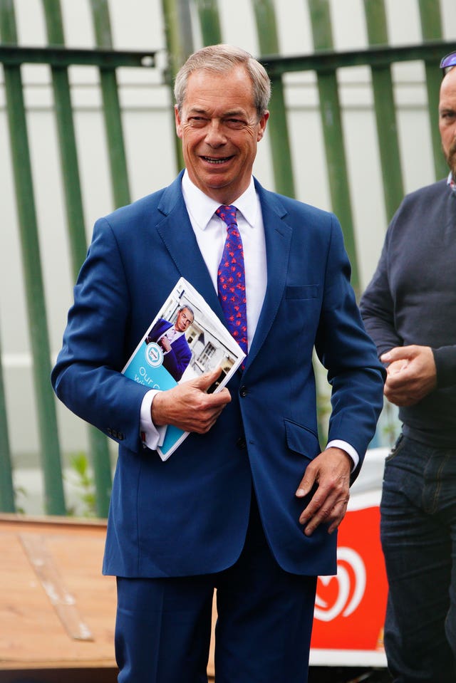 Reform UK leader Nigel Farage arrives at the launch of Our Contract With You in Merthyr Tydfil
