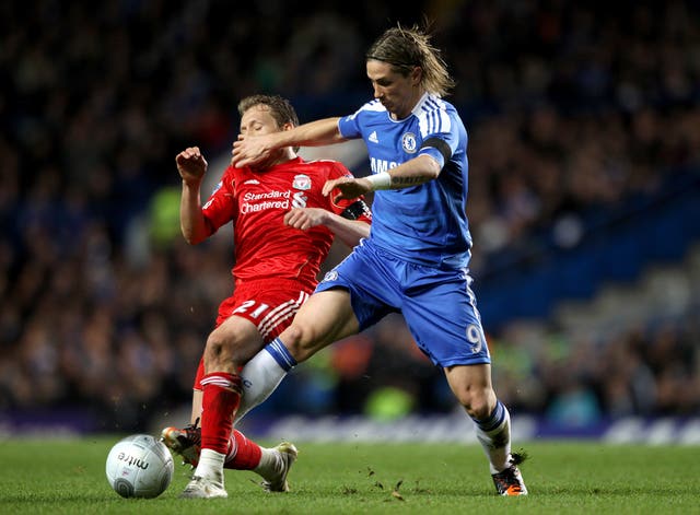 Torres was reunited with Liverpool and Lucas Leiva in a League Cup quarter-final in November 2011 