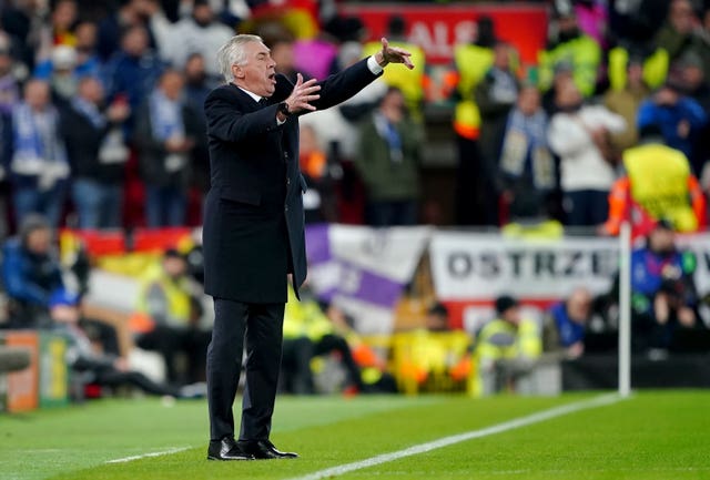 Real Madrid manager Carlo Ancelotti gestures from the touchline