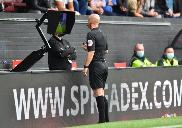 Referee Anthony Taylor changed his penalty decision after viewing the pitch-side VAR screen at Turf Moor