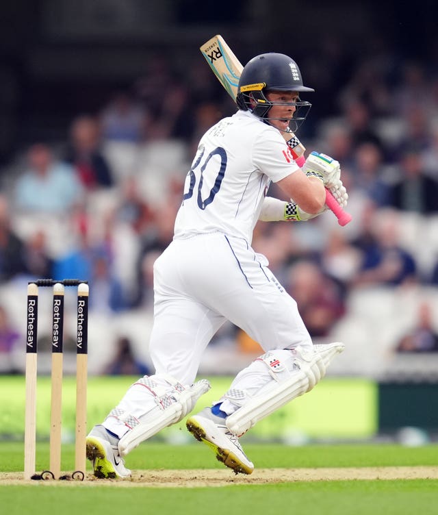 Ollie Pope hits through the off side against Sri Lanka