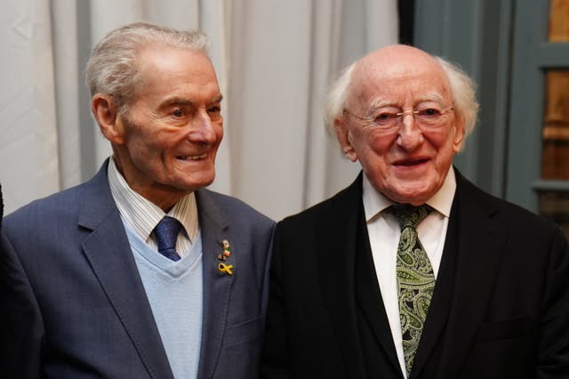 Irish President Michael D Higgins with Holocaust survivor Tomi Reichenthal